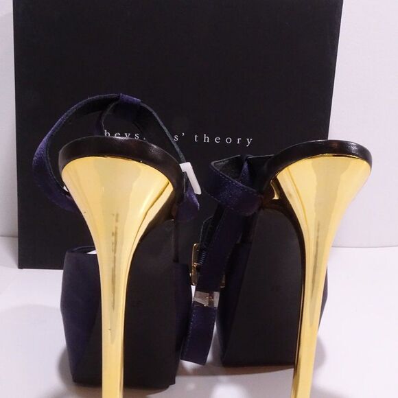 Theyskens' Theory Platform Ankle Strap Purple Gold High Pumps Sz 37 NWB 1120 - Picture 4 of 14
